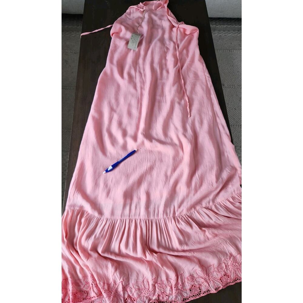 Nwt Luna Serena Handmade Boho Pink Maxi Dress Lace Up Back M Read!! - Picture 10 of 10